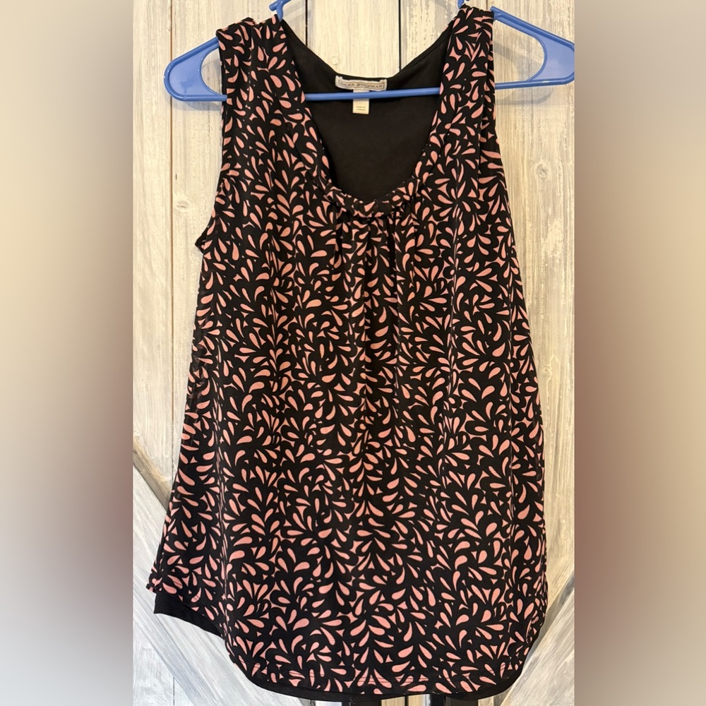 Dana Buchman Black and Pink Floral Blouse